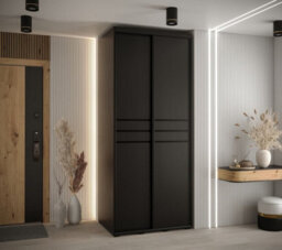 Arte Sleek Black Sliding Door Wardrobe W120Cmh205Cmd60Cm - Space-Saving Storage With Elegant Design - thumbnail 2