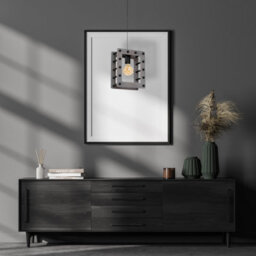 Milagro Theo Black And Grey Pendant Lamp 1Xe27 Hand Made Unique Industrial Style Formed From Matt Black Metal And Cool Grey Wood