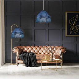 Happy Homewares Traditional Victorian Empire 40Cm Lamp Shade In Navy Midnight Blue With Tassels - thumbnail 6
