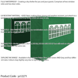 Loops Side Walls Door & Windows For 3X4.5M Pop-Up Gazebo - Green - Garden Party Tent - thumbnail 2