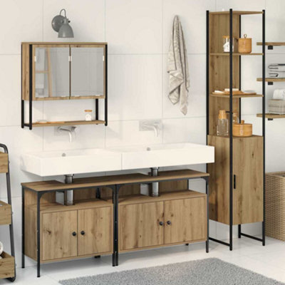Berkfield 4-Piece Bathroom Furniture Set In Artisan Oak, Engineered Wood - image 1