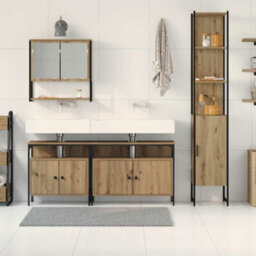 Berkfield 4-Piece Bathroom Furniture Set In Artisan Oak, Engineered Wood - thumbnail 4