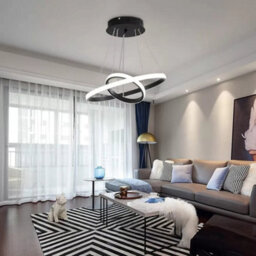 Modern Led Dining Chandelier 2-Rings Lamp 32W 6500K Pendant Lights Living Room - thumbnail 5