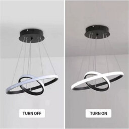 Modern Led Dining Chandelier 2-Rings Lamp 32W 6500K Pendant Lights Living Room - thumbnail 4