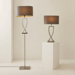 Valuelights Katniss Large Silver Chrome Metal Bedside Table Lamp With A Grey Oval Fabric Lampshade - thumbnail 8
