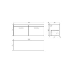 Balterley Millwich Contemporary 2 Drawer Wall Hung Vanity Unit With Laminate Black Galaxy Granite Worktop, Gloss White, 1200mm - thumbnail 2