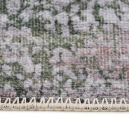 Loomed Green Silver Distressed Abstract Anti Slip Washable Rug 160X230Cm - thumbnail 5