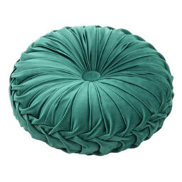 Living And Home Green Modern Round Pumpkin Pleated Velvet Throw Pillow Sofa Cushion Dia 35 Cm - thumbnail 5