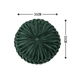 Living And Home Green Modern Round Pumpkin Pleated Velvet Throw Pillow Sofa Cushion Dia 35 Cm - thumbnail 7