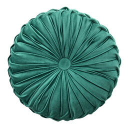 Living And Home Green Modern Round Pumpkin Pleated Velvet Throw Pillow Sofa Cushion Dia 35 Cm - thumbnail 3