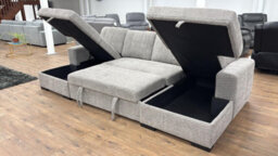 Stratus Interiors Como Modern Fabric Corner Sofa Bed With Double Lift-Up Storage -Grey- U-Shaped Convertible Sleeper Sofa - thumbnail 5