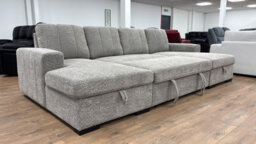 Stratus Interiors Como Modern Fabric Corner Sofa Bed With Double Lift-Up Storage -Grey- U-Shaped Convertible Sleeper Sofa - thumbnail 4