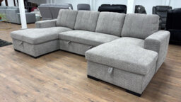 Stratus Interiors Como Modern Fabric Corner Sofa Bed With Double Lift-Up Storage -Grey- U-Shaped Convertible Sleeper Sofa - thumbnail 3