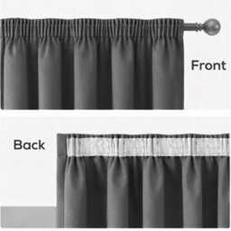 Bedlooms Blackout Curtains Thermal Insulated Pencil Pleat Grey Medium Window Curtain (Pair) 66 X 72 Inches With Tie Backs - thumbnail 6