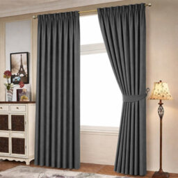 Bedlooms Blackout Curtains Thermal Insulated Pencil Pleat Grey Medium Window Curtain (Pair) 66 X 72 Inches With Tie Backs - thumbnail 2