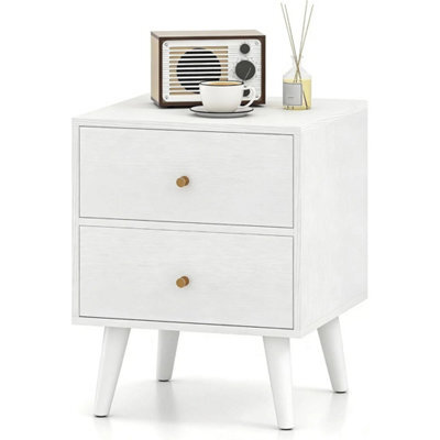 White 2-Drawer Wooden Nightstand - image 1
