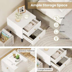 White 2-Drawer Wooden Nightstand - thumbnail 3