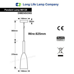 Long Life Lamps Company Modern Scone Ceiling Pendant Light Black Metal Slim Lampshade Contemporary M0128 With 7W E14 Candle - thumbnail 2