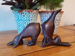 Inspirational Gifting Pair Of Yoga Bunnies Home Or Garden Sculpture Ornament - thumbnail 1