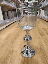 Deenz Silver Table Top Hurricane Candle Holder Lantern Glass Home Decor Wedding Party Patio Centerpiece