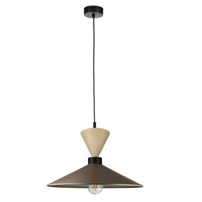 Luminosa Lighting Luminosa Amaris Dome Pendant Ceiling Light Brown, Black, Beige 1X E27 - image 1