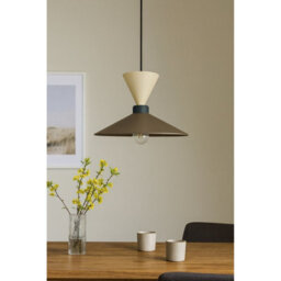 Luminosa Lighting Luminosa Amaris Dome Pendant Ceiling Light Brown, Black, Beige 1X E27 - thumbnail 2