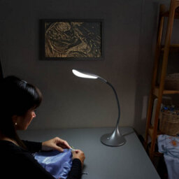 Grey High Vision Touch Control Tabletop Led Lamp - Mains Powered Desk Light With Gooseneck Arm & 400 Lumen Illumination - H40Cm - thumbnail 6