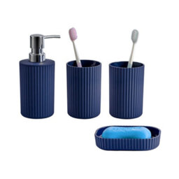 Innoteck Essentials 4Pc Bathroom Accessory Set(Matt Blue) - Soap Dish, Soap Dispenser, Tumbler(X2). - thumbnail 1