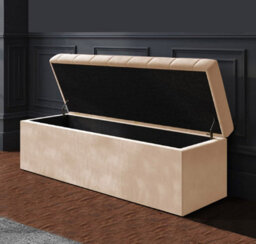 180Cm Sd Ottoman Storage Box, Cream Velvet Upholstered Chesterfield Storage Ottoman Box - thumbnail 2