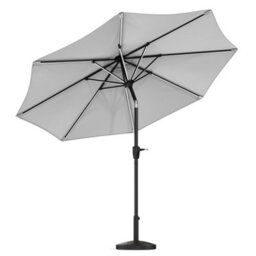 Living And Home 3M Large Garden Led Parasol Outdoor Beach Umbrella With Light Sun Shade Crank Tilt With Round Base, Light Grey - thumbnail 4