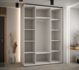 Arte Elegant White Cannes Vii Sliding Wardrobe H2050mm W1800mm D600mm With Customisable Black Steel Handles - thumbnail 3