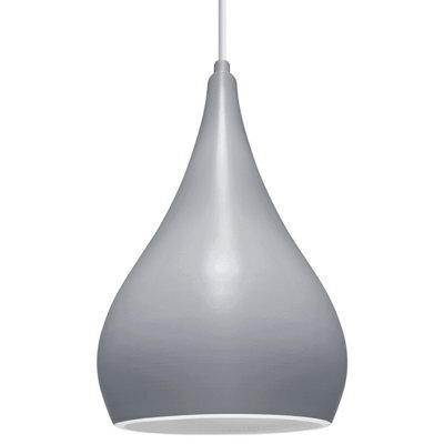 Long Life Lamps Company Modern Grey Metal Ceiling Pendant Light Droplet Shade M0060 - image 1