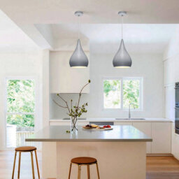 Long Life Lamps Company Modern Grey Metal Ceiling Pendant Light Droplet Shade M0060 - thumbnail 6