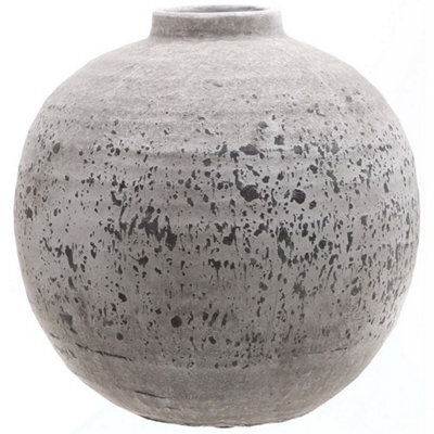 Hill Interiors Tiber Stone Ceramic Vase Grey (28Cm X 28Cm X 28Cm)