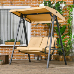 Outsunny 2 Seater Garden Outdoor Swing Chair Hammock W/ Adjustable Canopy