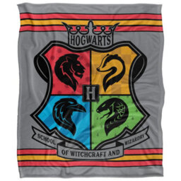 Harry Potter Witchcraft And Wizardry Hogwarts Crest Blanket Multicoloured (One Size) - thumbnail 2