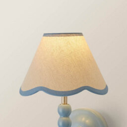 Valuelights Florie Linen Blue Scallop Trim Mini Lamp Shade (D)19Cm - thumbnail 3