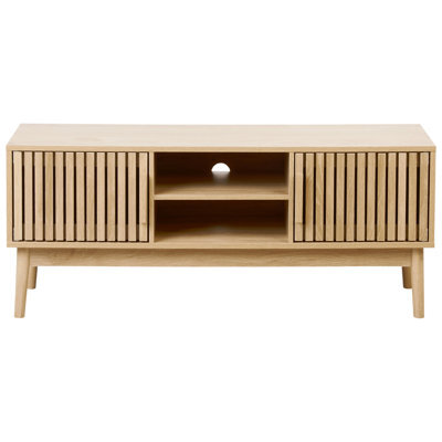 Wyld And Coco Nordichome Tv Stand, Light Brown, 2 Doors And 2 Shelves, W117 X D40 X H48Cm - image 1