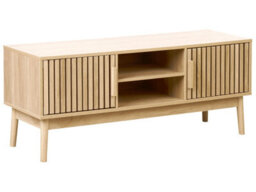 Wyld And Coco Nordichome Tv Stand, Light Brown, 2 Doors And 2 Shelves, W117 X D40 X H48Cm - thumbnail 3