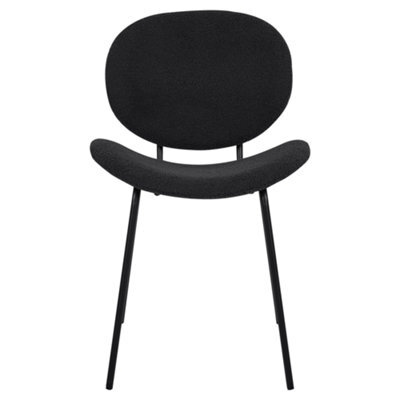 Beliani Set Of 2 Black Bouclé Armless Dining Chairs With Iron Legs - Modern Dining Room Seating - image 1