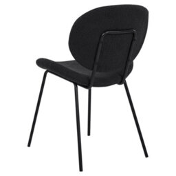 Beliani Set Of 2 Black Bouclé Armless Dining Chairs With Iron Legs - Modern Dining Room Seating - thumbnail 6