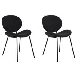 Beliani Set Of 2 Black Bouclé Armless Dining Chairs With Iron Legs - Modern Dining Room Seating - thumbnail 4