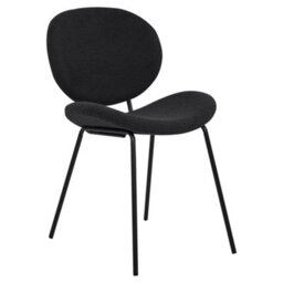 Beliani Set Of 2 Black Bouclé Armless Dining Chairs With Iron Legs - Modern Dining Room Seating - thumbnail 5