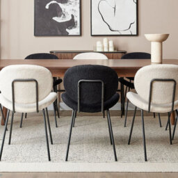 Beliani Set Of 2 Black Bouclé Armless Dining Chairs With Iron Legs - Modern Dining Room Seating - thumbnail 2