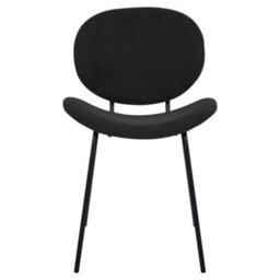 Beliani Set Of 2 Black Bouclé Armless Dining Chairs With Iron Legs - Modern Dining Room Seating - thumbnail 1