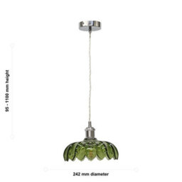 First Choice Lighting Set Of 2 Alice - Green Leaf Design Pendant Shades With Chrome Flex Set - thumbnail 5