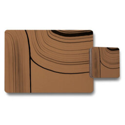 Benjamin Tate Design Wood Grain Placemat And Coaster Set Brown Rustic Dining Table Accessories - thumbnail 1