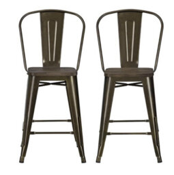 Dorel Luxor Counter Stool In Metal Bronze, 2 Pieces - thumbnail 6
