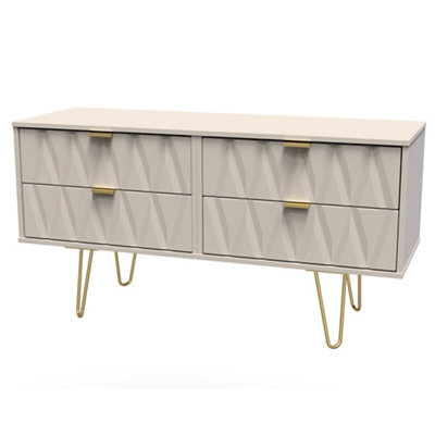 Pesaro Ready Assembled Matt Cashmere No Effect 4 Drawer Chest (H)570mm (W)1145mm (D)395mm - image 1
