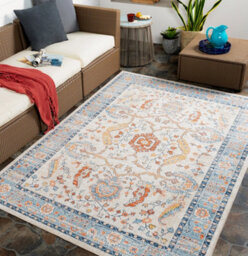 Livabliss Huntington Beach-Vintage Orange Blue Beige In- & Outdoor Rug 200 X 275 Cm Easy Care, Non Shedding - thumbnail 2